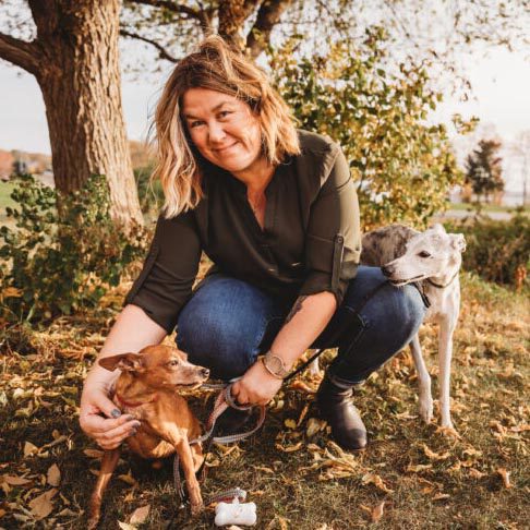 Amy with her dogs